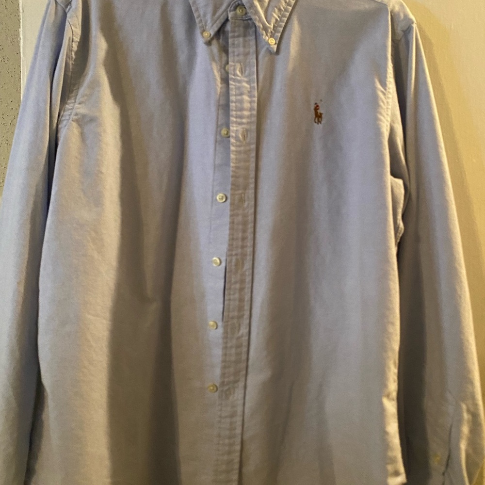 Ralph Lauren Pale Blue Button-Down Oxford Shirt with Pony Logo